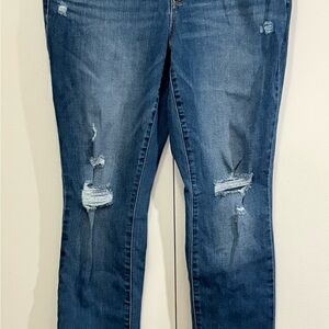 Old Navy Women's Distressed Skinny Jeans - Dark Blue